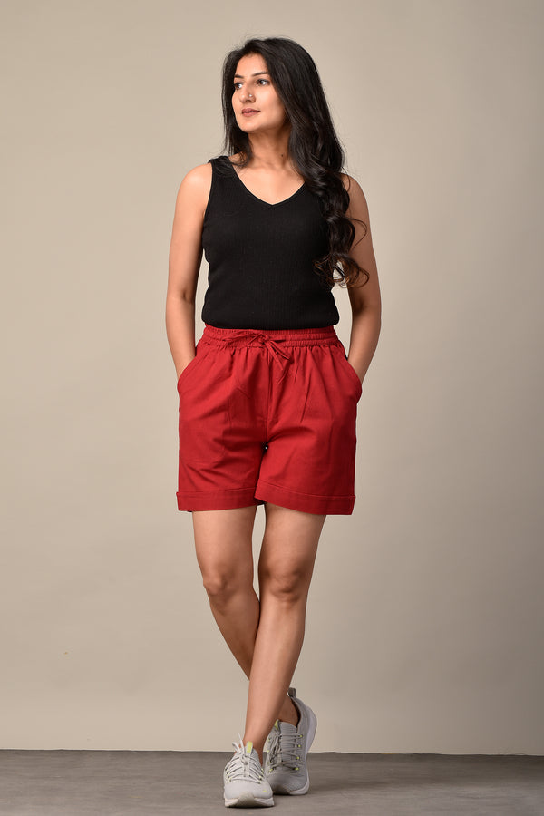Linen Shorts Maroon