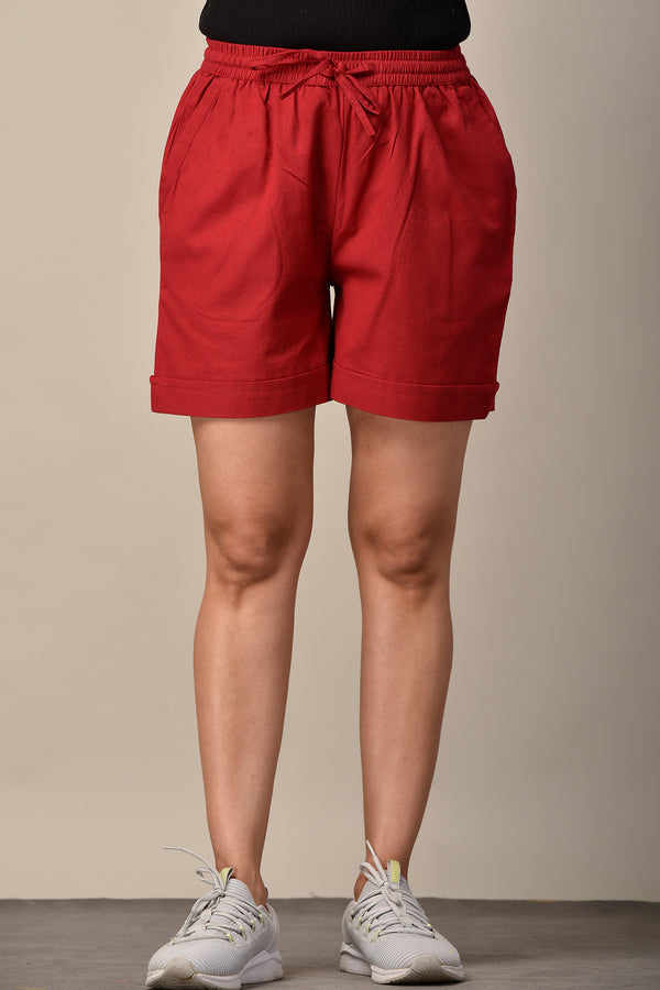 Linen Shorts Maroon