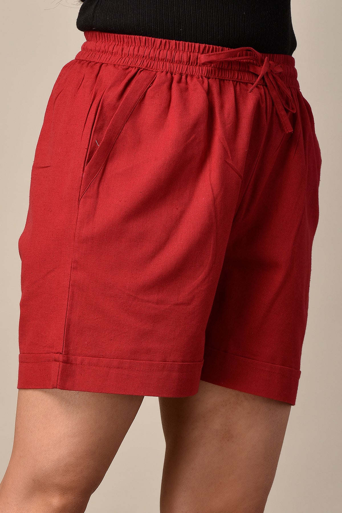 Linen Shorts Maroon