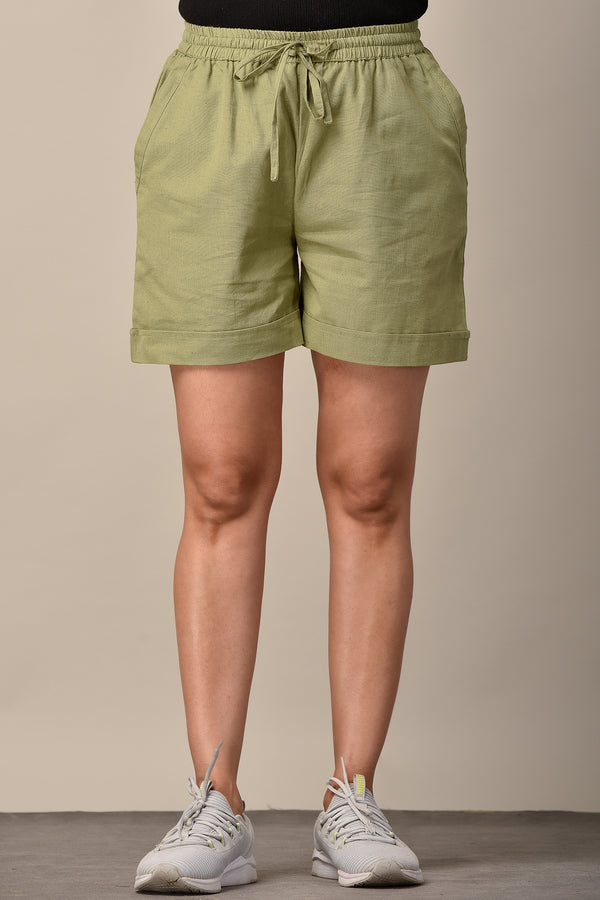 Linen Shorts Olive Green
