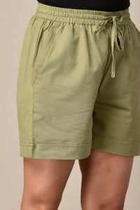 Linen Shorts Olive Green