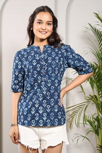 Bagru Print Mandarin Tunic
