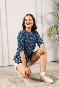Bagru Print Mandarin Tunic