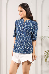 Bagru Print Mandarin Tunic