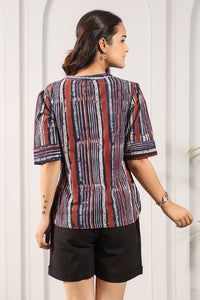 Bagru Print Mandarin Tunic