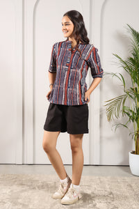 Bagru Print Mandarin Tunic