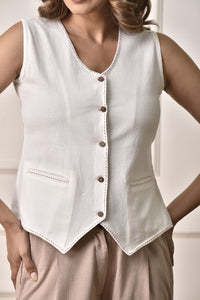 Women's Waistcoat in Linen-Cotton