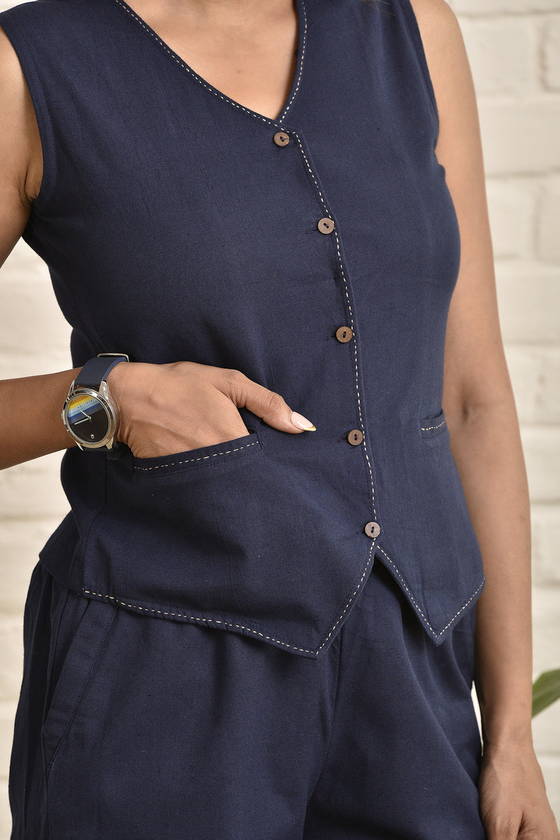 Women's Waistcoat in Linen-Cotton