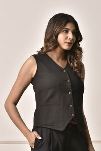 Women's Waistcoat in Linen-Cotton