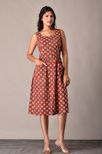 Bagru Printed Sleeveless Dress in Cotton Bager