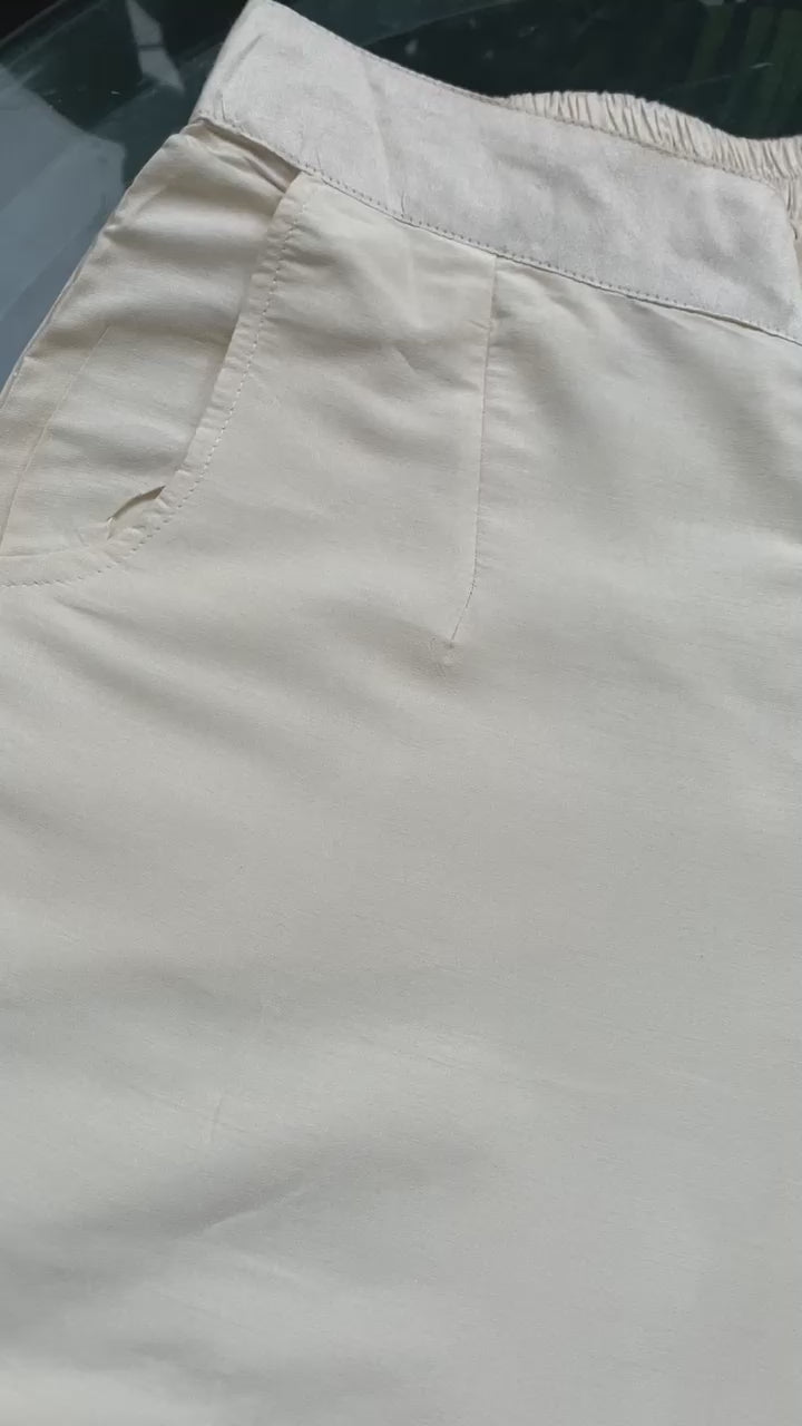 Viscose Blend Pant in Off White