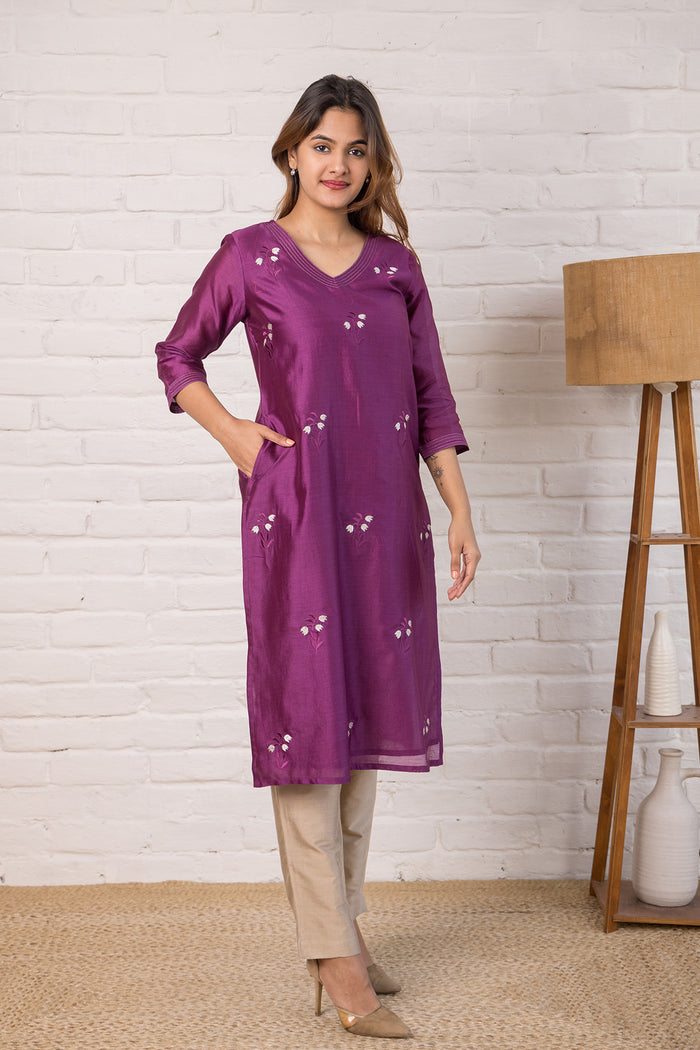 Chanderi Kurta with Embroidery