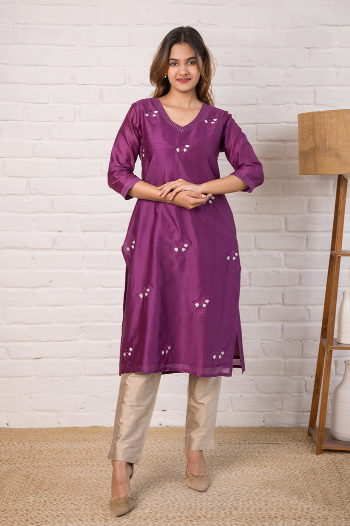 Chanderi Kurta with Embroidery