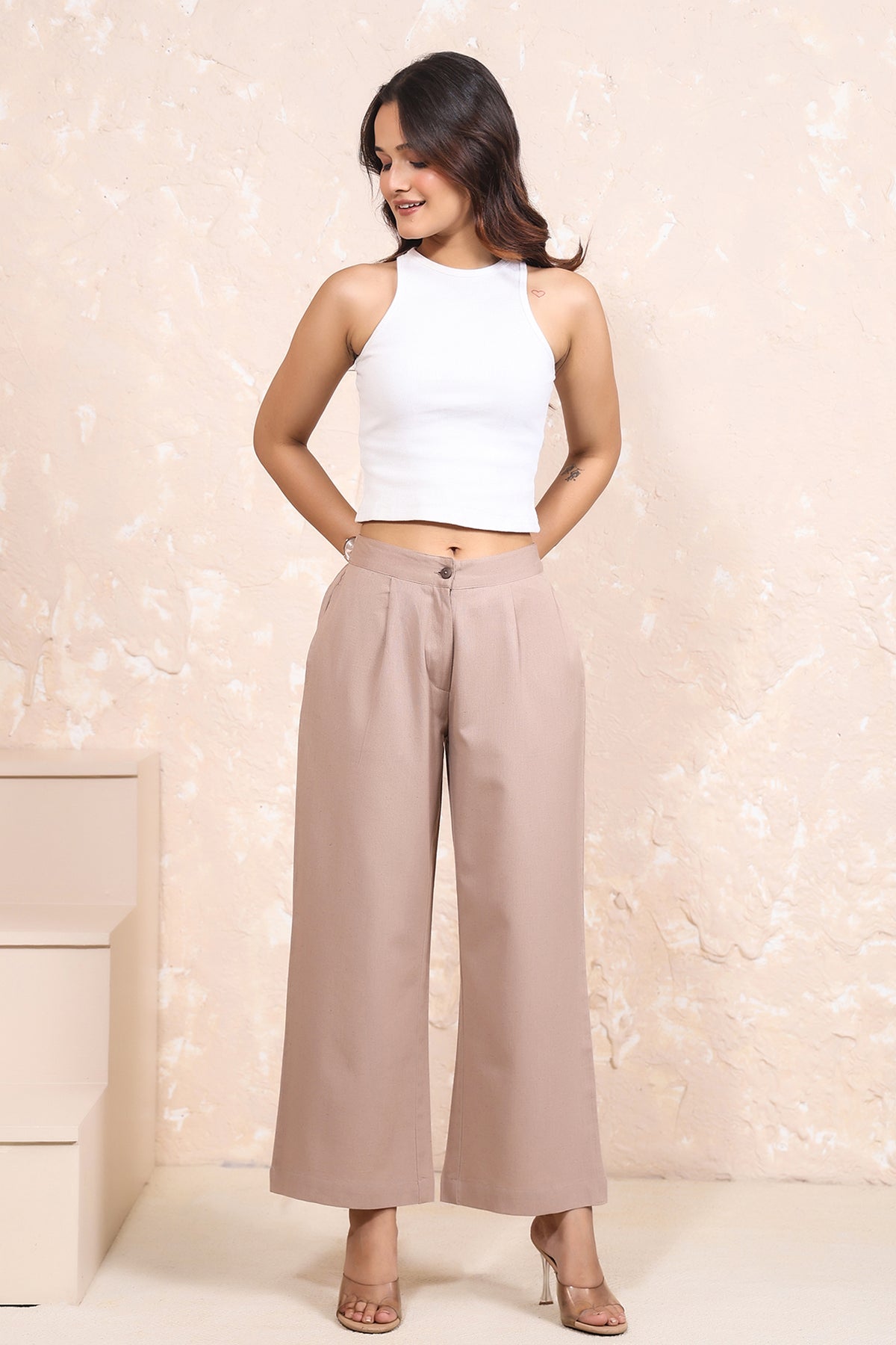 Linen Pleated Wide Leg Pants
