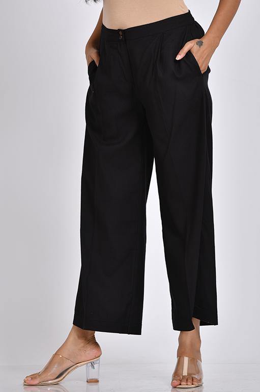 Pleated Culottes in Cotton Satin - Indirookh