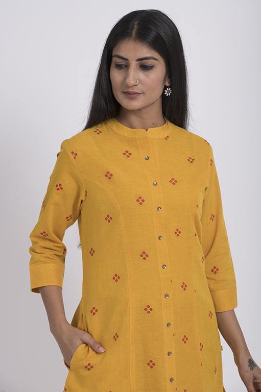 Handcrafted Cotton Kurta in Pastel Coral