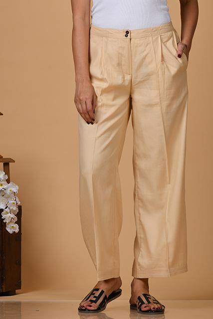 Pleated Culottes in Cotton Satin - Indirookh