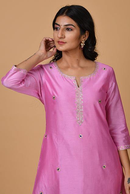 Chanderi Kurta with Embroidery - Indirookh