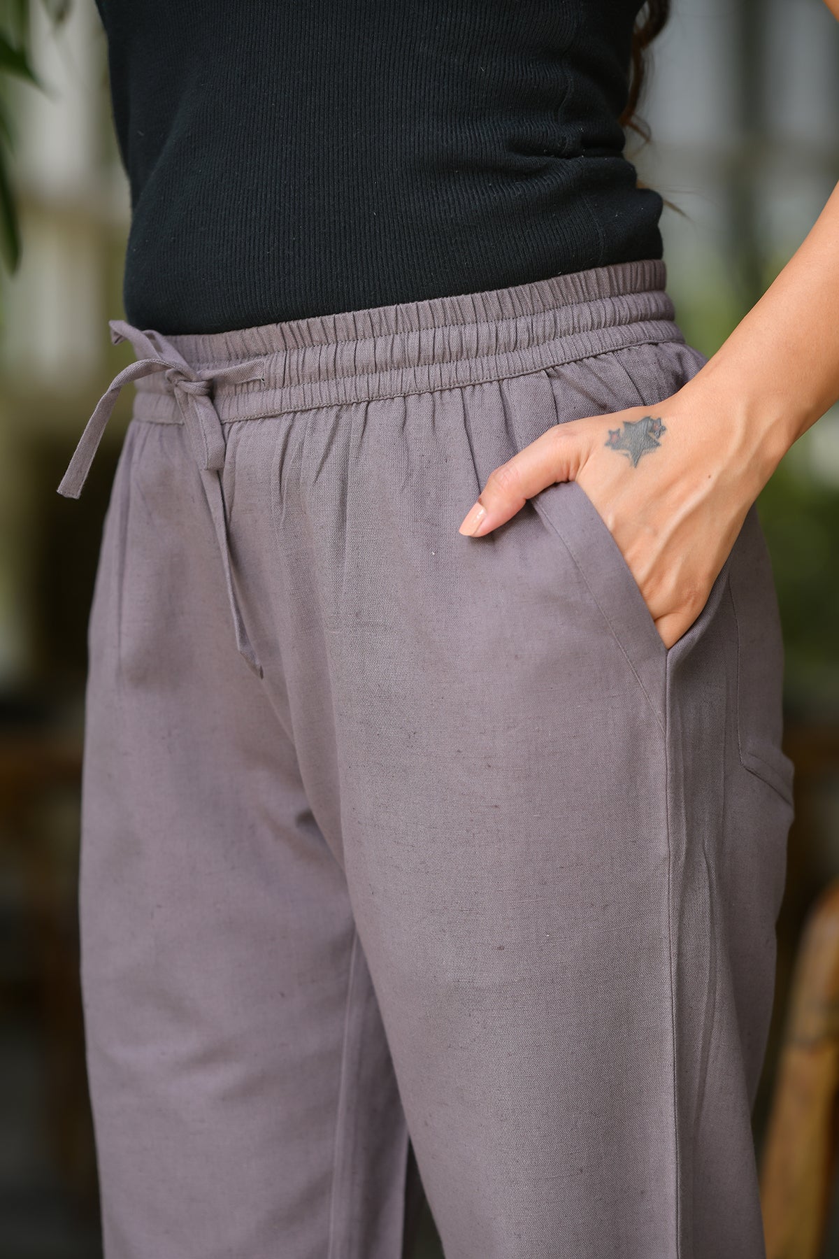 Linen-Cotton Pants Grey