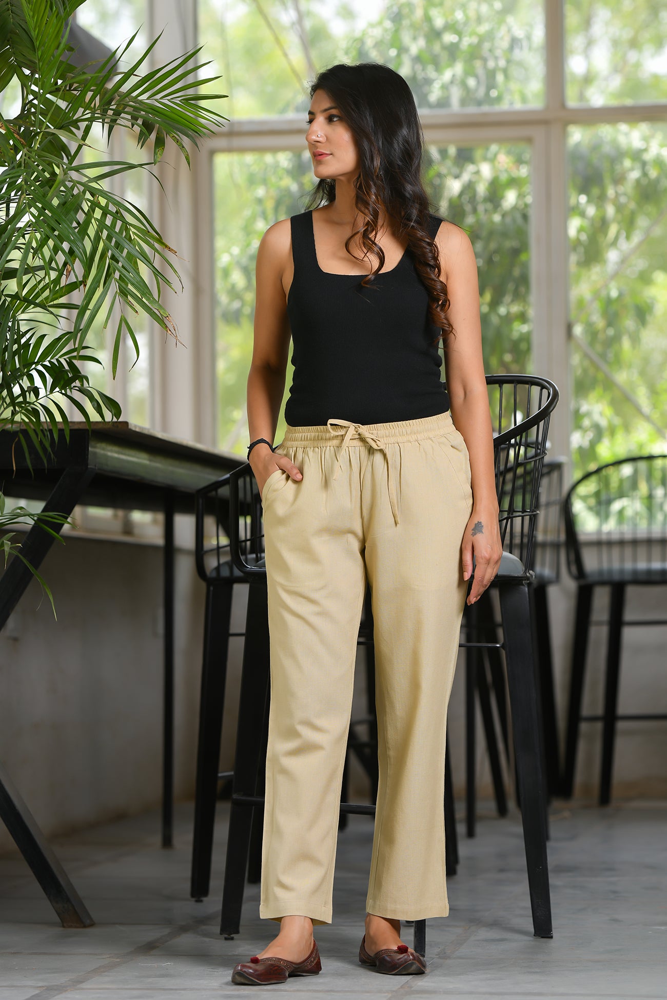 Buy Basics Khaki Mid Rise Linen Trouser for Men Online  Tata CLiQ