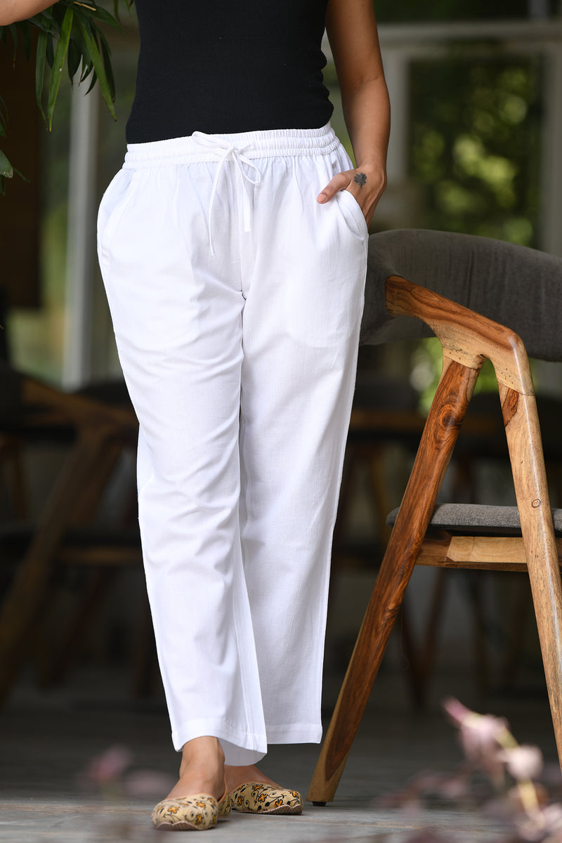 Linen-Cotton Pants Off-White