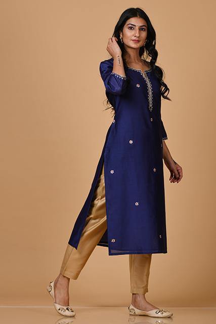 Chanderi Kurta with Embroidery - Indirookh