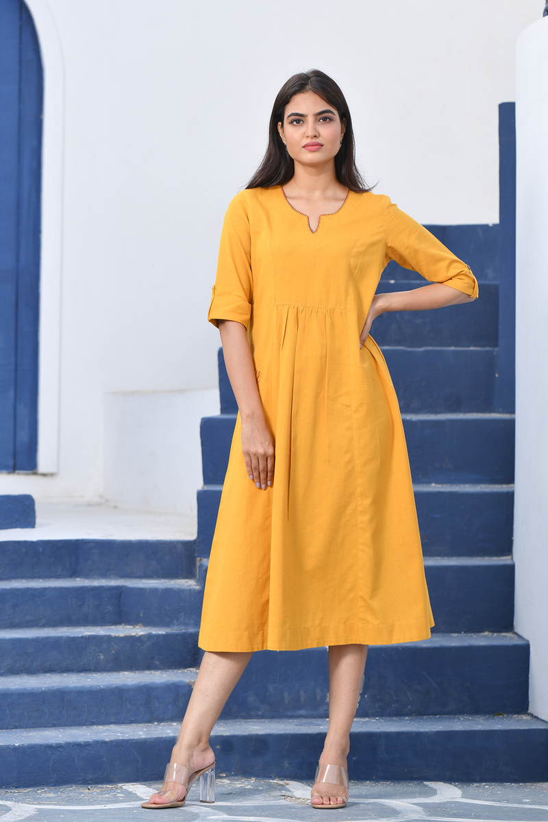 Linen Long Dress Mustard