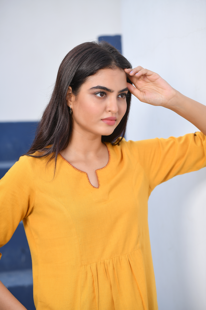 Linen Long Dress Mustard
