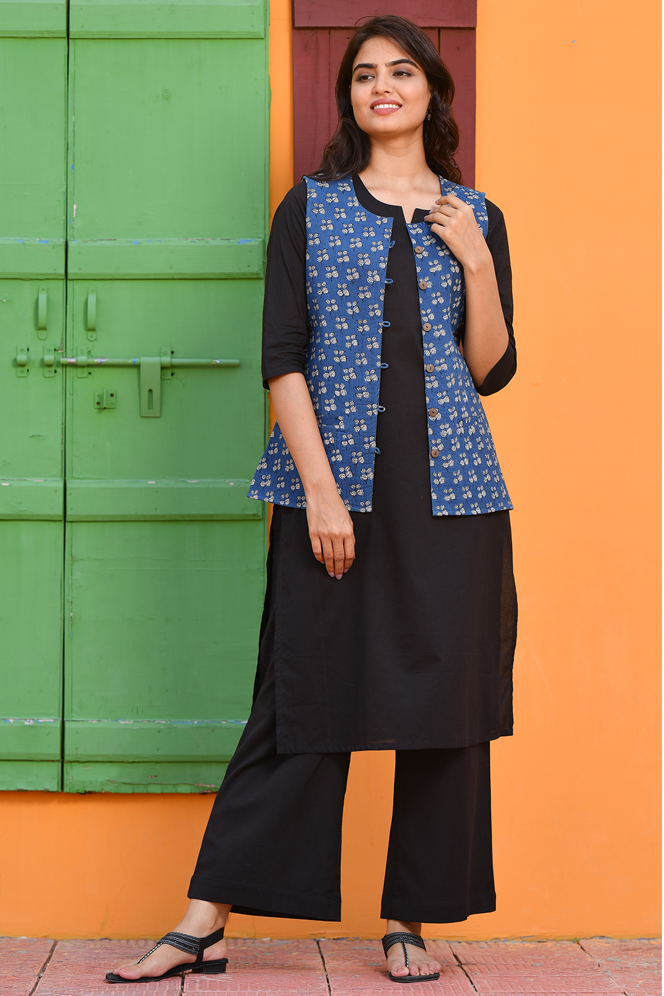 Romila - Pure Cotton Yarn Dyed Embroidery Work Kurti With Heavy Fancy Jacket  at Rs 965/piece in Surat