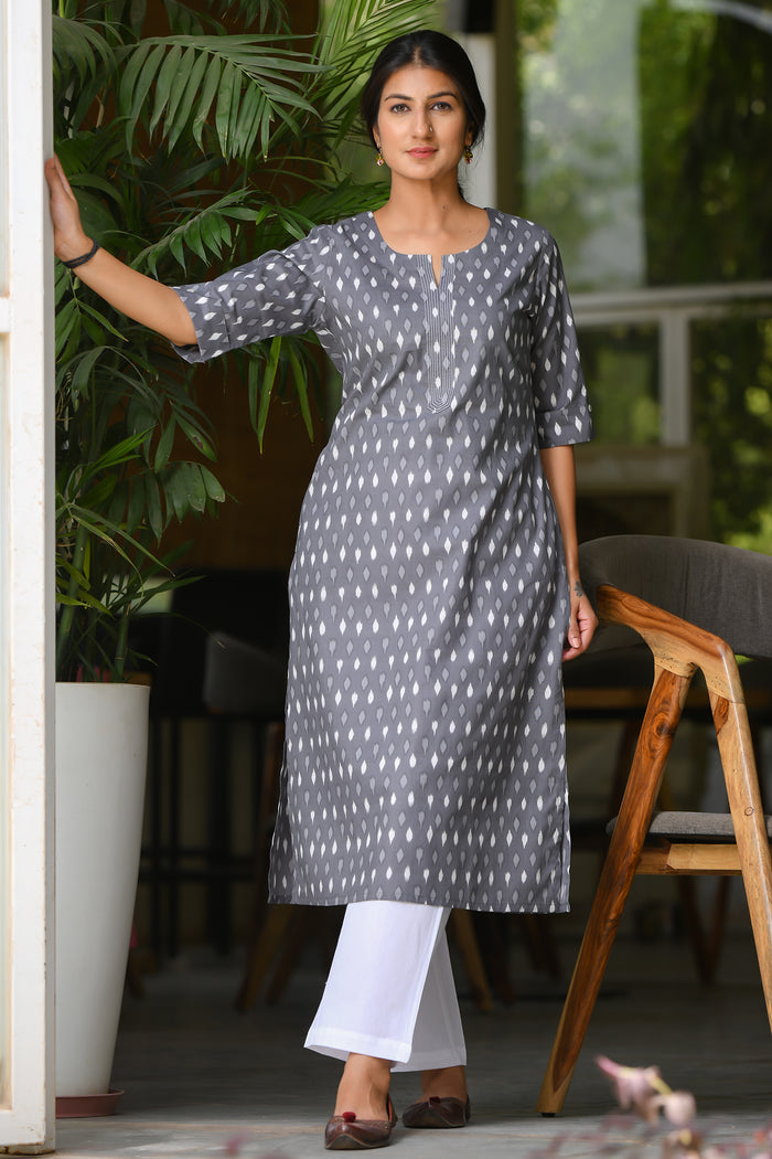 Handcrafted Cotton Kurta in Pastel Coral