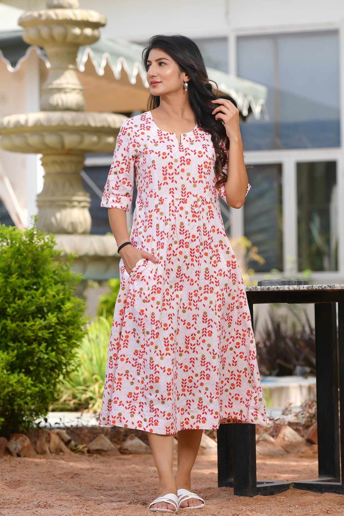 Floral Printed Flared Long Frock Dress  Navvi E Retail Private Limited