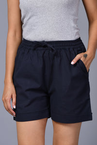 Linen Shorts Navy Blue
