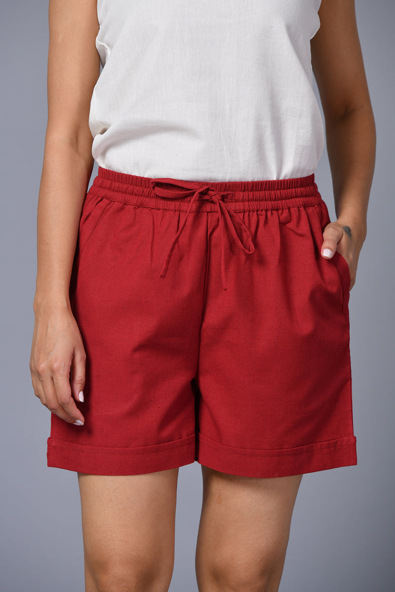 Linen Shorts Red